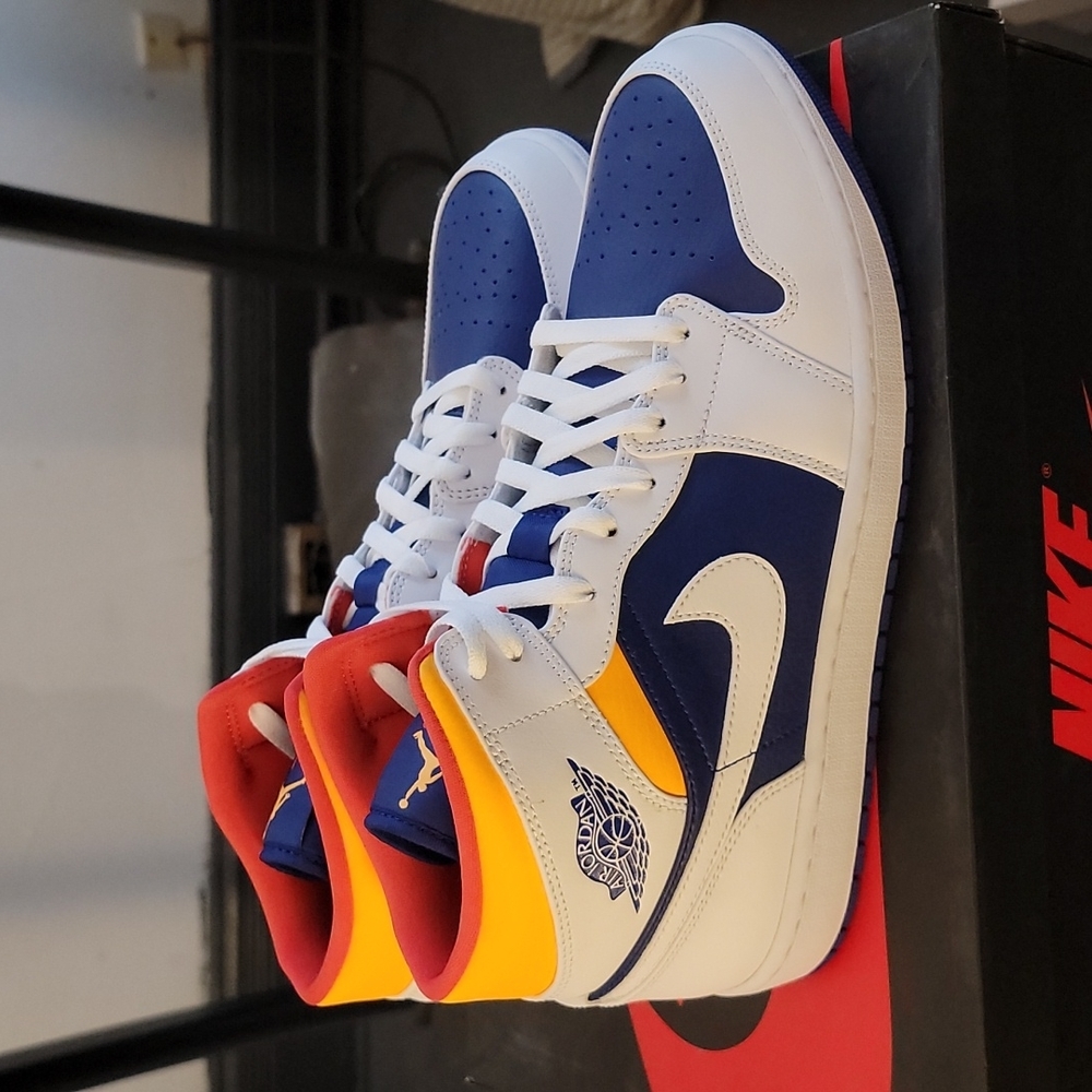Mens Air Jordan low 1 blue gold electric red
